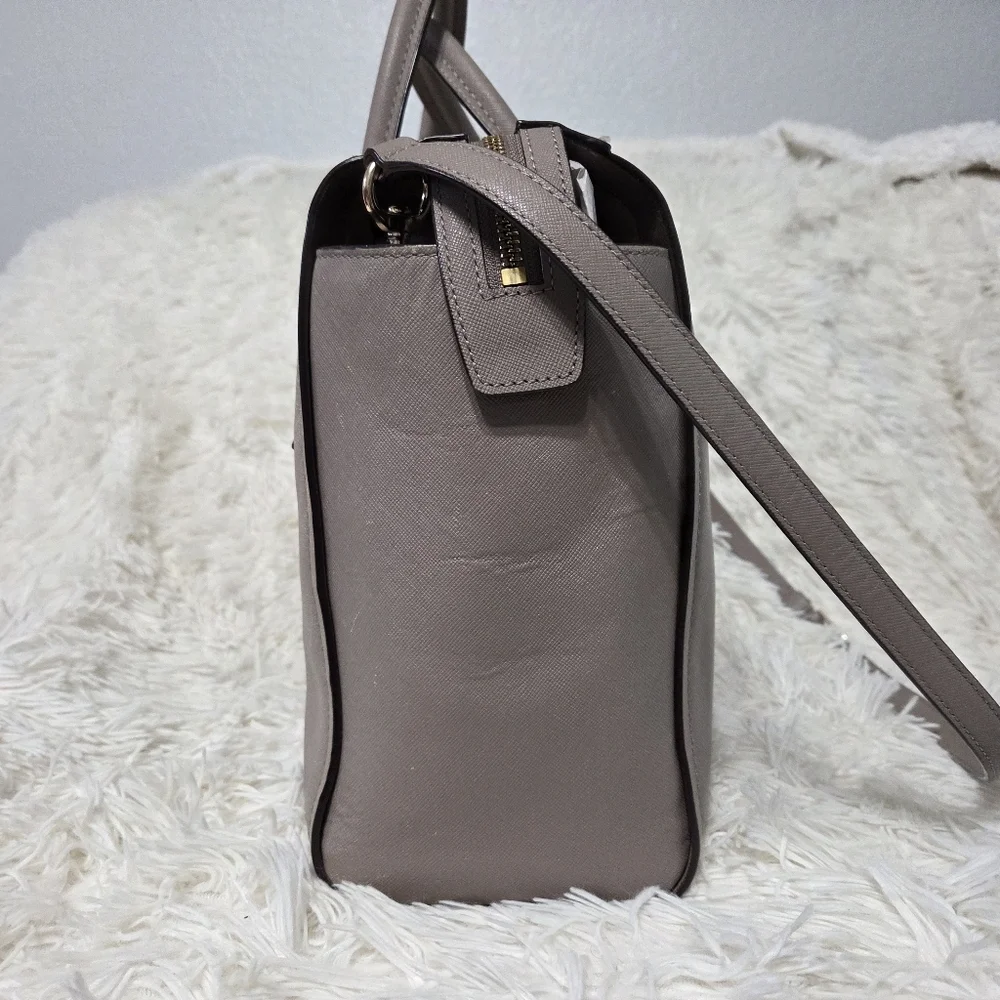 Coach Bleeker Saffiano Riley Carryall Large Crossbody Bag Taupe #30149 - Picture 5 of 16